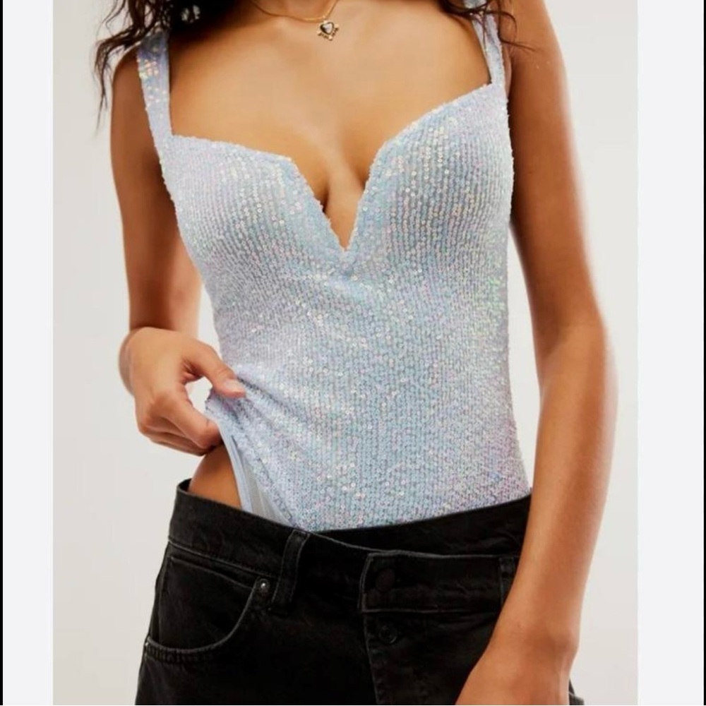 FREE PEOPLE | Sparks Fly Sequin Bodysuit Corset
